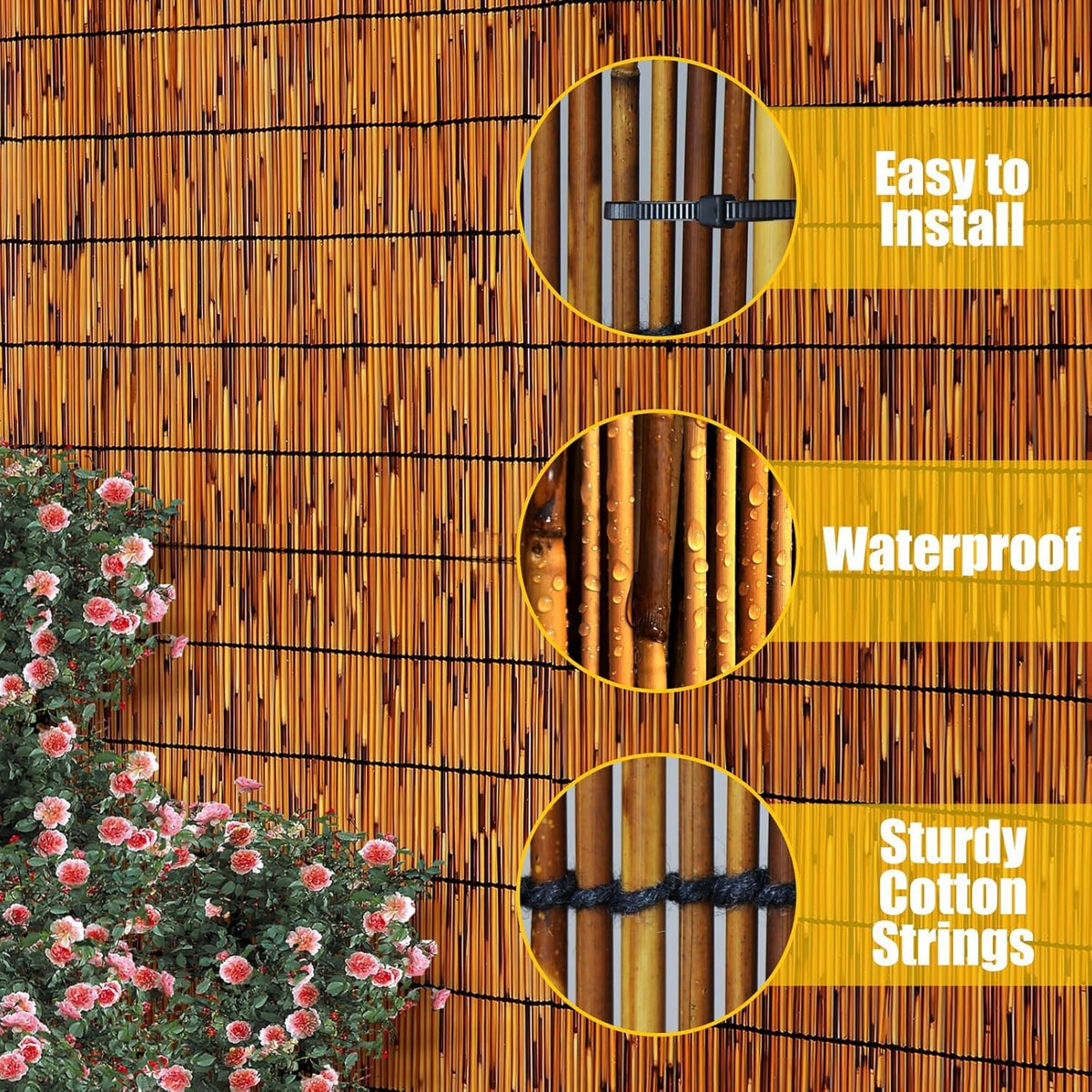 PAKNANO reed fence on balcony creating a private, shaded area
