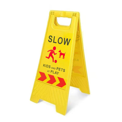 PALMEXX slow kids at play sign with A-frame improves outdoor visibility.