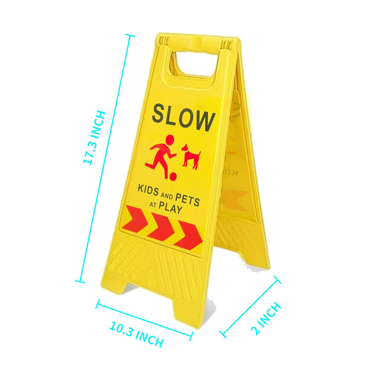 PALMEXX yellow slow-down sign signals caution for drivers.