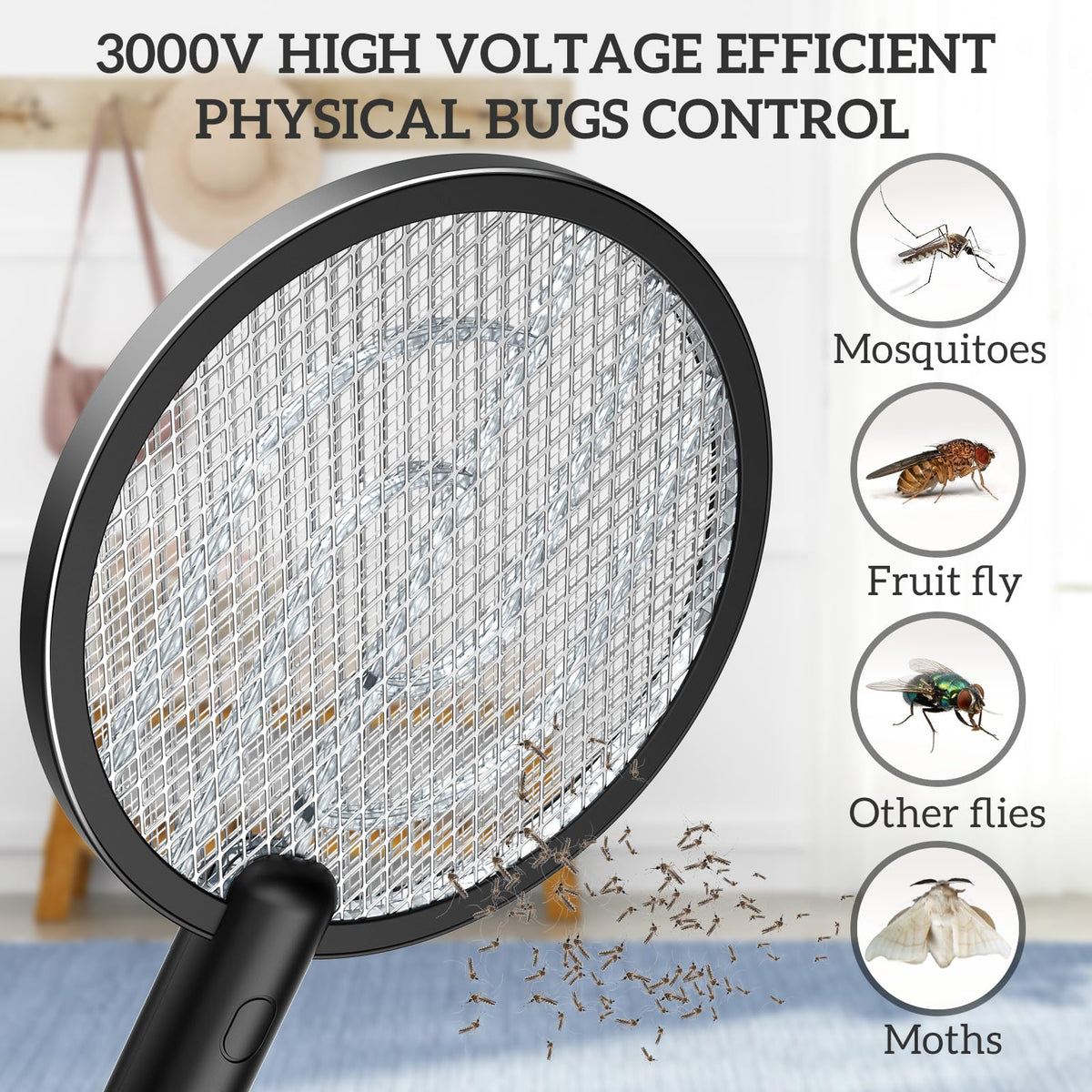 PALONE bug zapper racket with Type-C dock simplifies charging and readiness for outdoor use