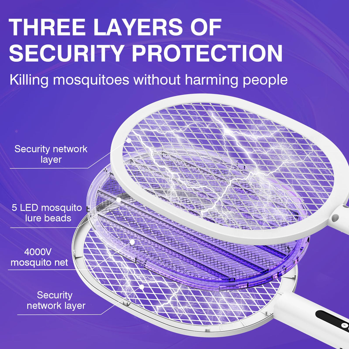 Safety-first design of the PALONE swatter minimizes accidental contact.