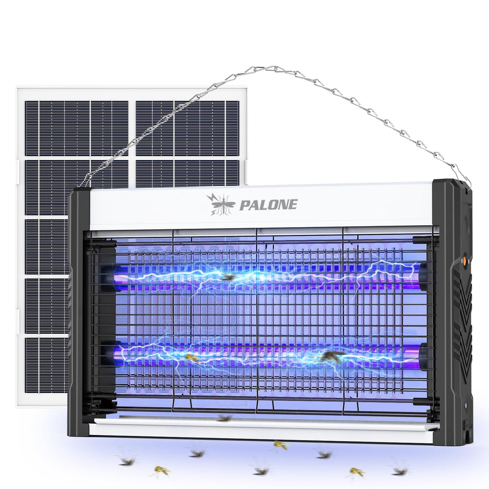 PALONE Solar Bug Zapper outdoor with 360° coverage shields patio from pests.