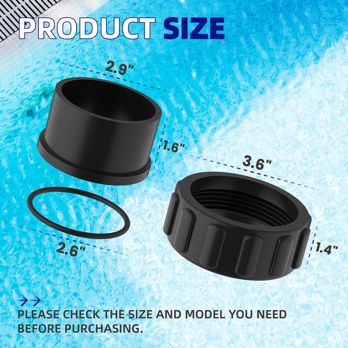 PalpitateC 2x2in unions and nuts provide secure, leak-free connections for IC series.