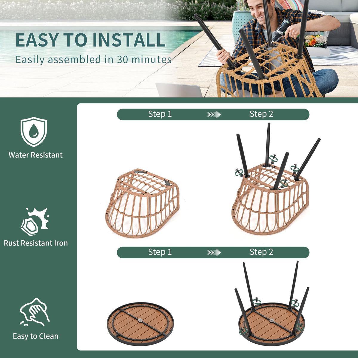 Pamapic removable-washable cushions ensure easy outdoor care.