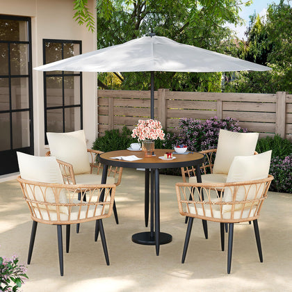 Pamapic round table wood-top for stylish outdoor dining.