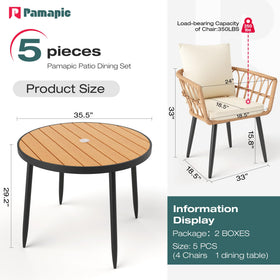 Pamapic sturdy-iron-frame supports up to 350 pounds per chair.