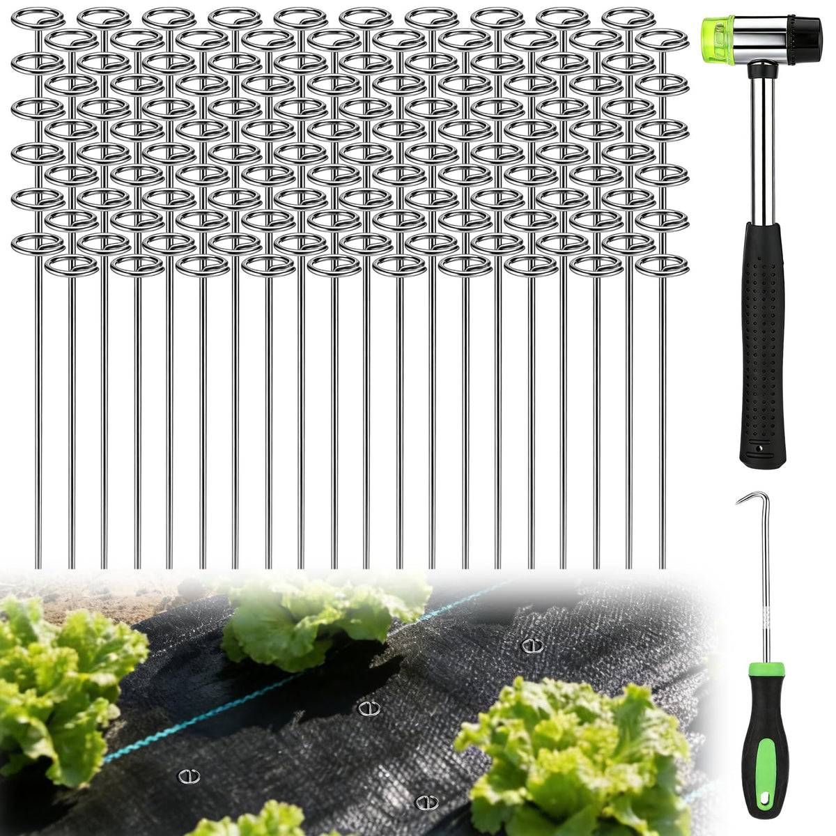 PAMASE circle-top 12in stakes for secure weed barrier installation