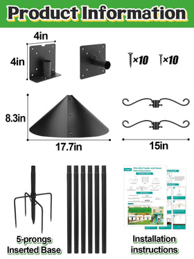 PAMASE dual birdhouse platforms and hooks offer versatile feeding setup.