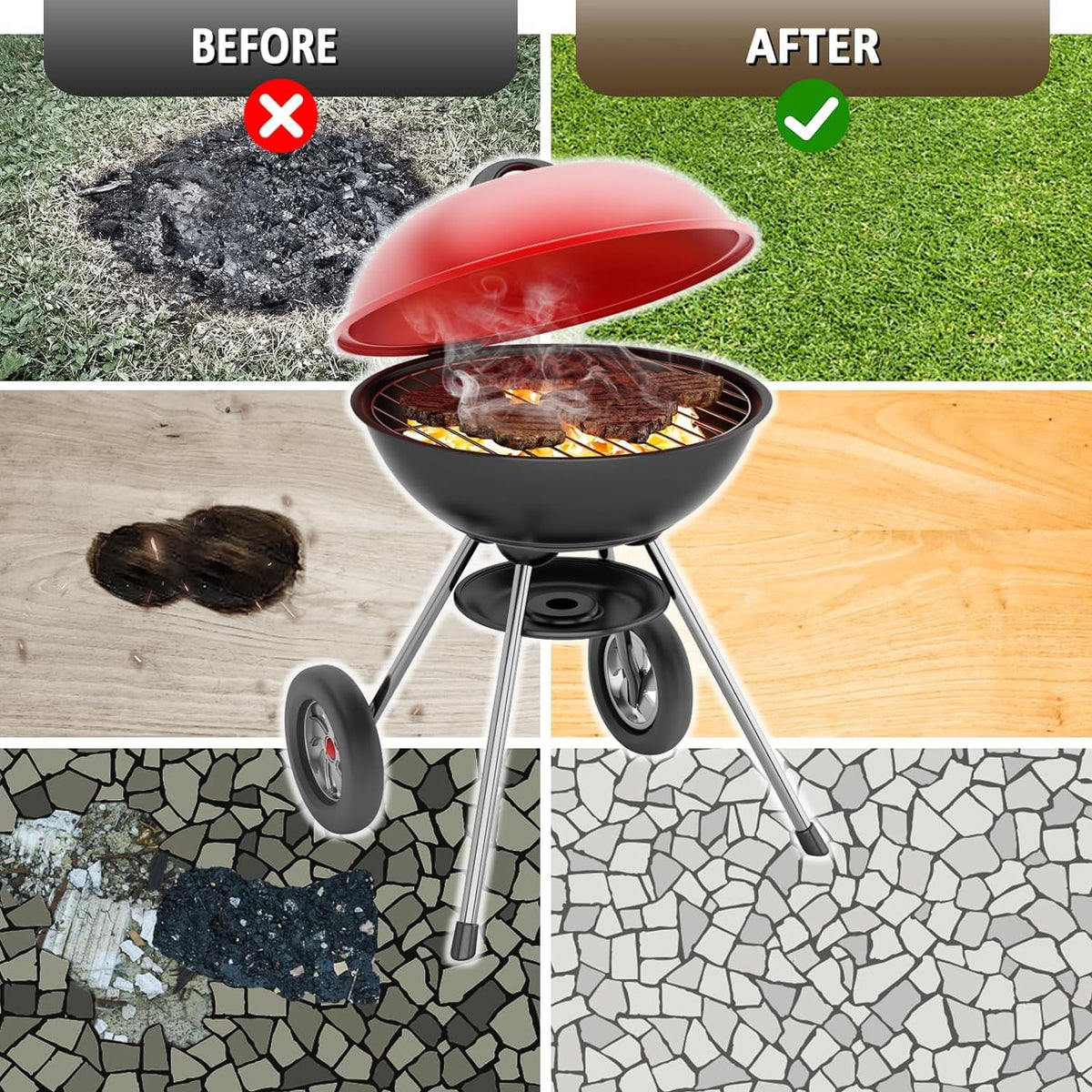 PAMASE heat-resistant fiberglass mat blocks heat, protecting outdoor surfaces