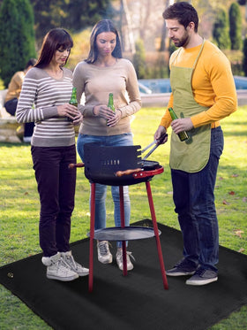 PAMASE fire pit mat folds into a storage bag for portability