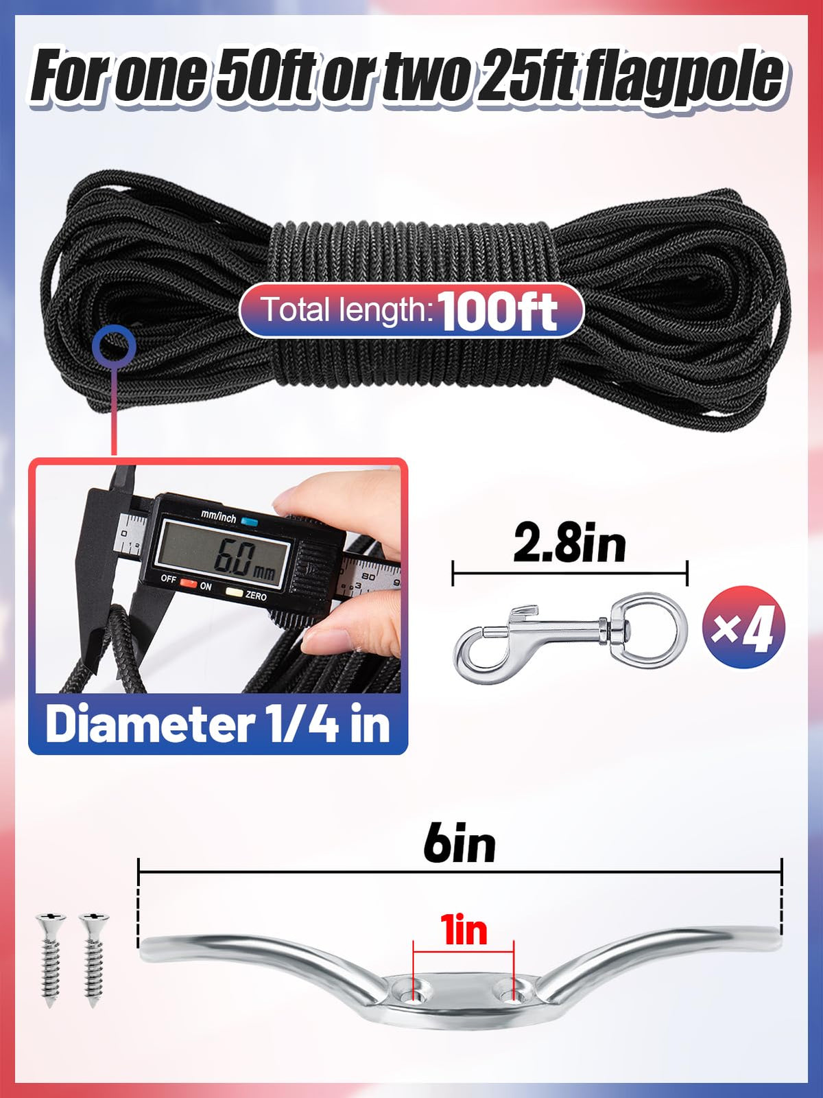 Pamase swivel clips ensure smooth flag changes and secure attachment.