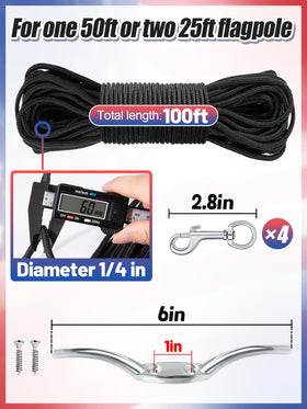 Pamase swivel clips ensure smooth flag changes and secure attachment.