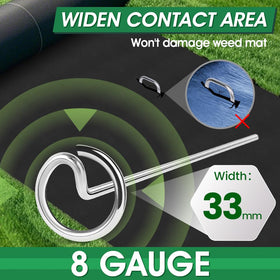 Pamofuper 8-gauge galvanized steel stakes show thick diameter for strength.