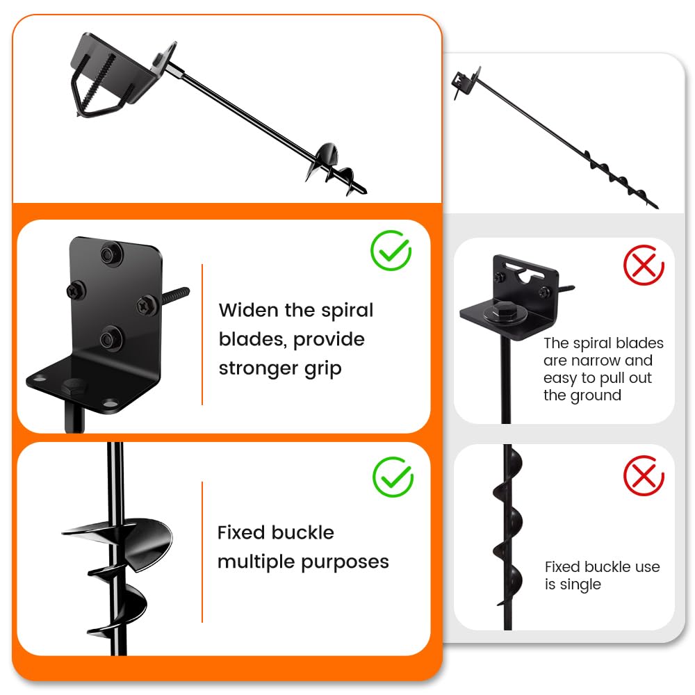 Drill-attached installation shown on soil for fast anchoring.