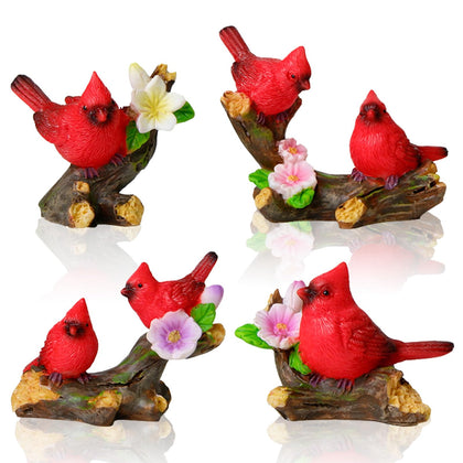 Pamonrueer cardinal figurines on a flowering branch, ideal garden accents