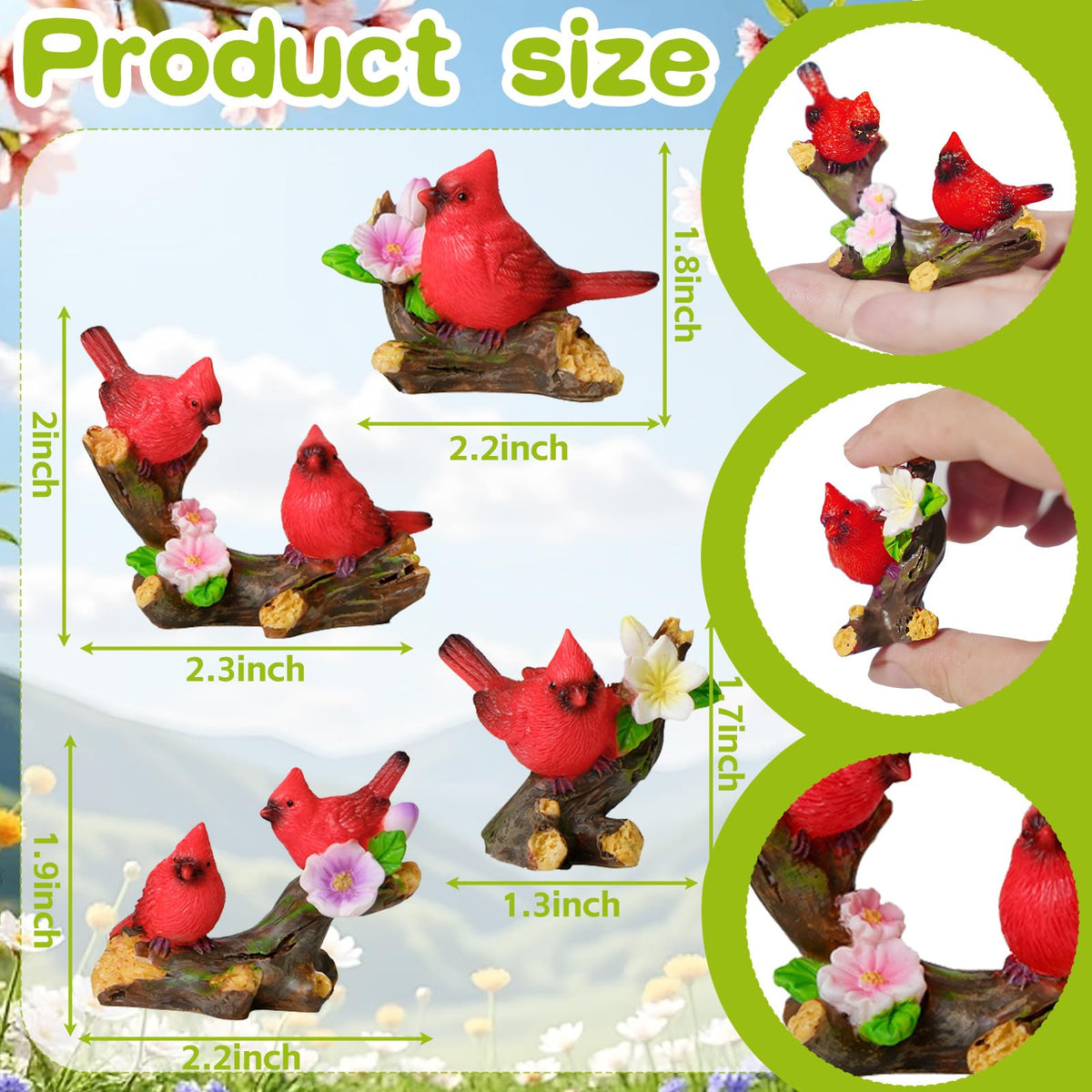 Pamonrueer red cardinal birds on branch, versatile home decor