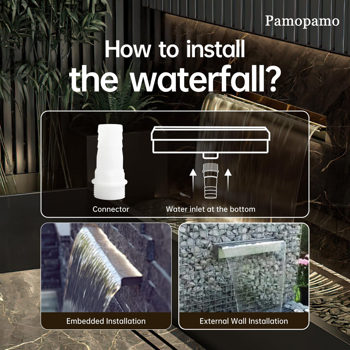 Pamopamo waterfall spillway reflecting light on a sleek surface