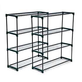 Panana green shelving unit installed in a garage for durable storage.