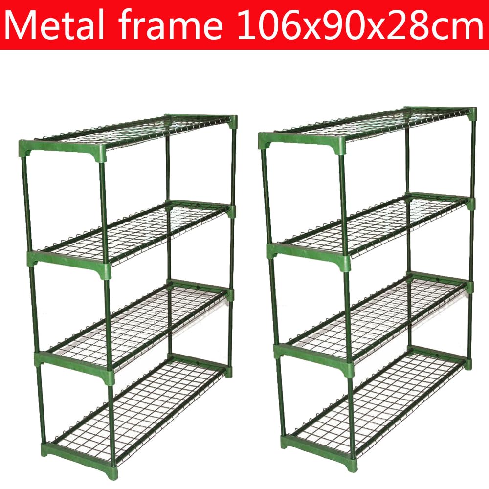 Panana lean-to greenhouse organizer helps keep pots and tools neatly stored.