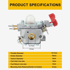 Panari 753-06288 carburetor for Remington RM430 supports reliable leaf blowing performance