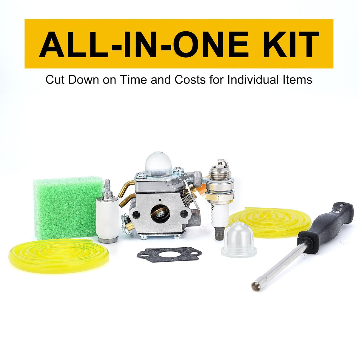 Panari CS26 carburetor installation kit with air cleaner included for quick setup.