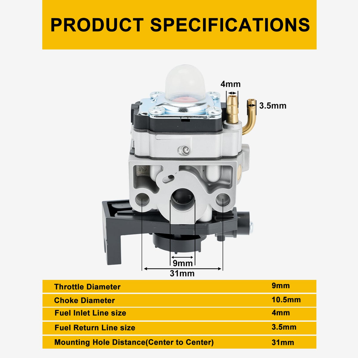 Panari GX35 carburetor with spark plug and primer bulb kit ready