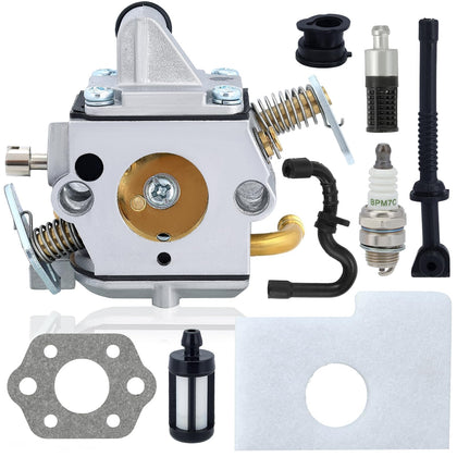 Panari MS170 carburetor front view showing compact replacement for STIHL models