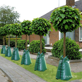 PANGCH tree watering bag side view showing wide fill opening.