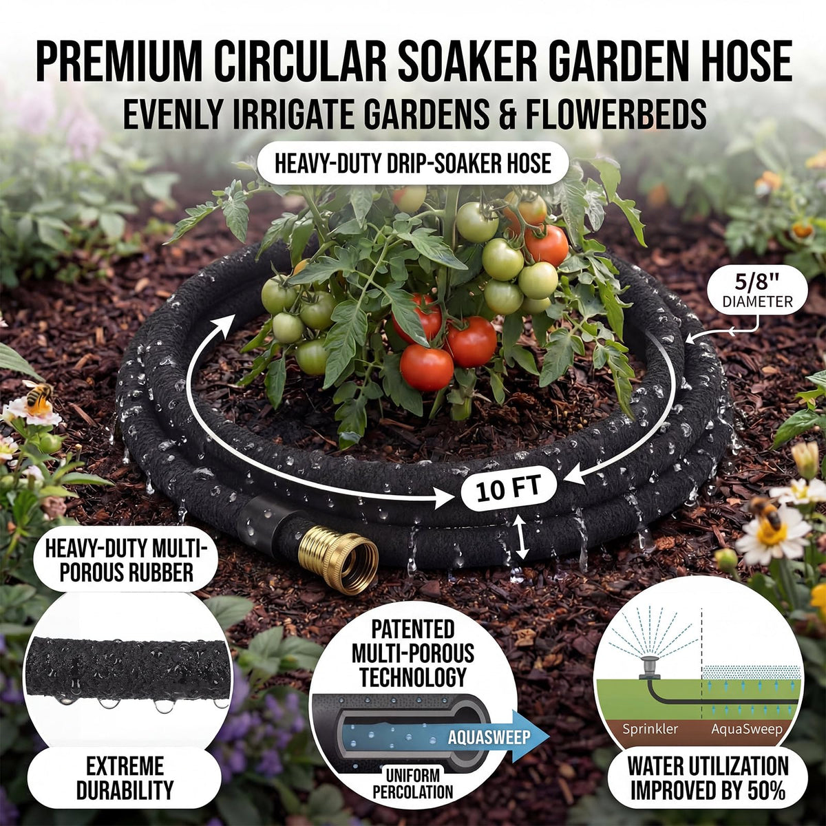 Pangda two-pack garden hoses for multi-zone watering in the yard