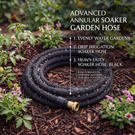 Pangda black garden hoses blending with soil for discreet irrigation