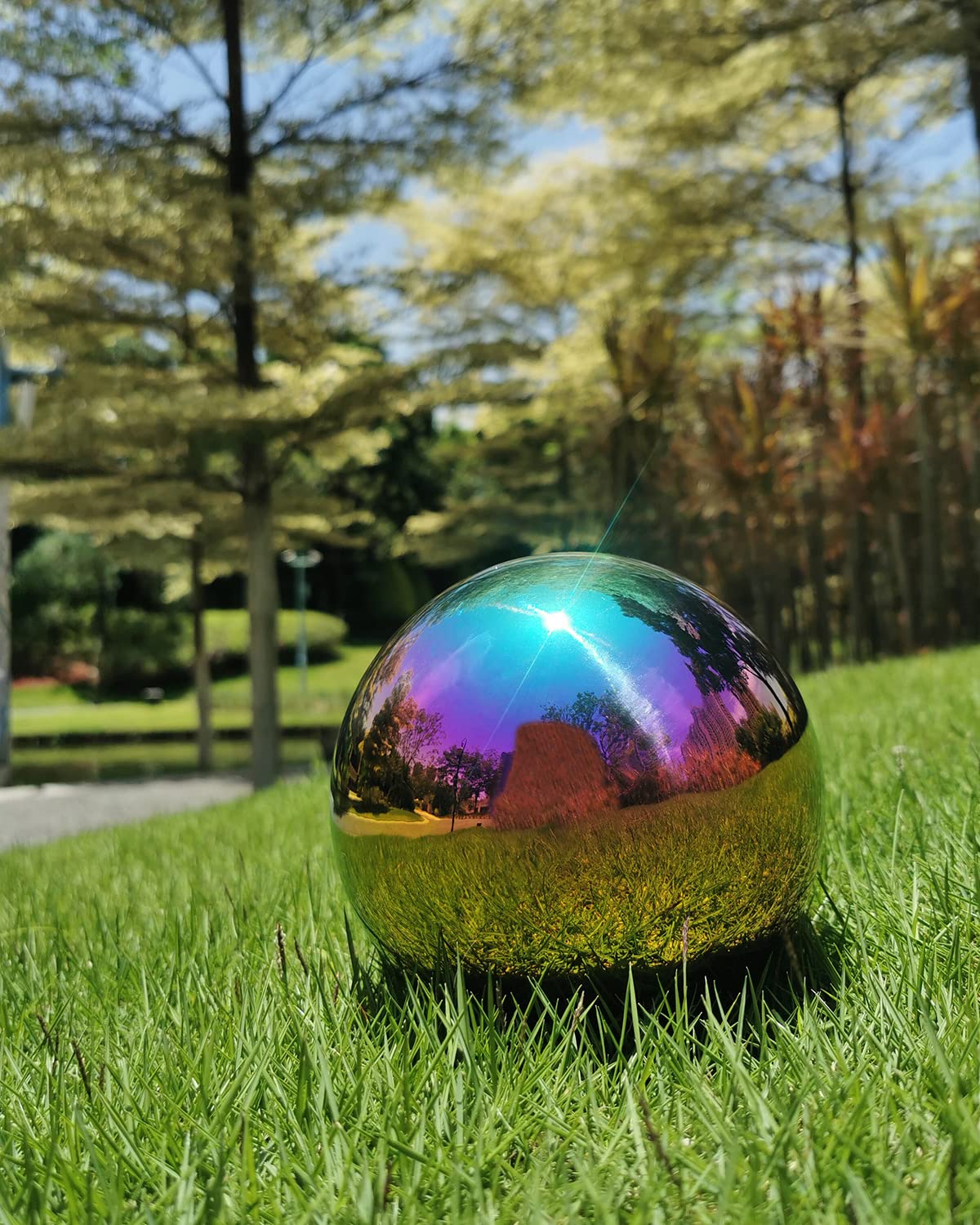 Pangmao hollow sphere used as garden art in the yard or on a table.