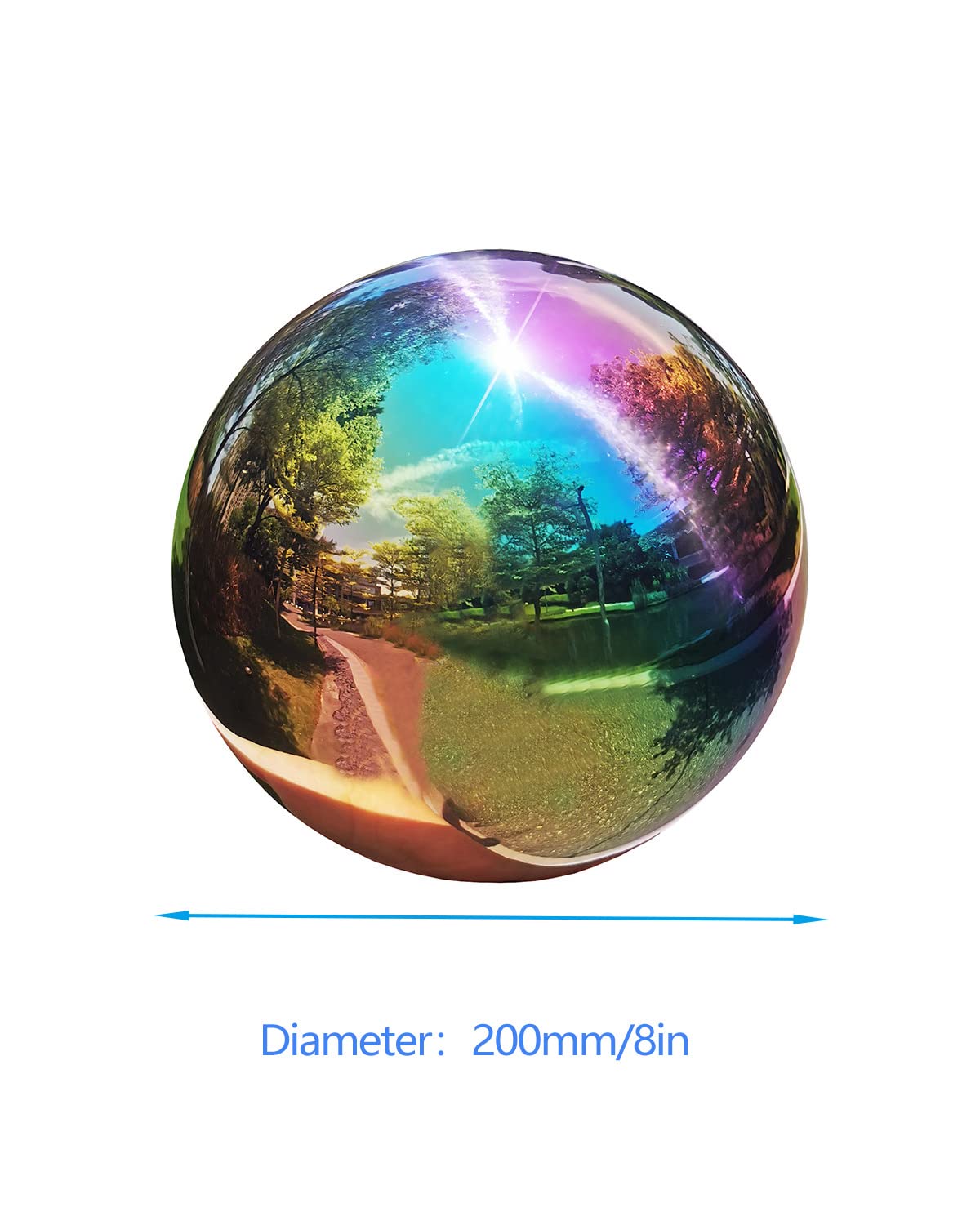 Pangmao rainbow globe reflects light to brighten outdoor spaces at dusk.