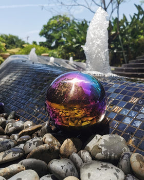 Pangmao rainbow gazing globe showcases light reflections for visual interest.