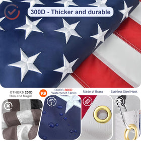 Panopole night-time illumination improves flag visibility from the street.