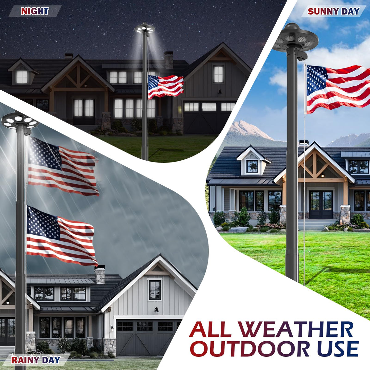 Panopole 300D thick USA flag resists fading and water damage.