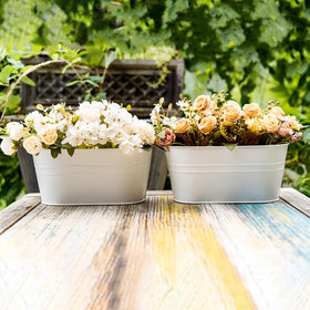 pansparade white metal hanging planters suited for indoor or outdoor decor