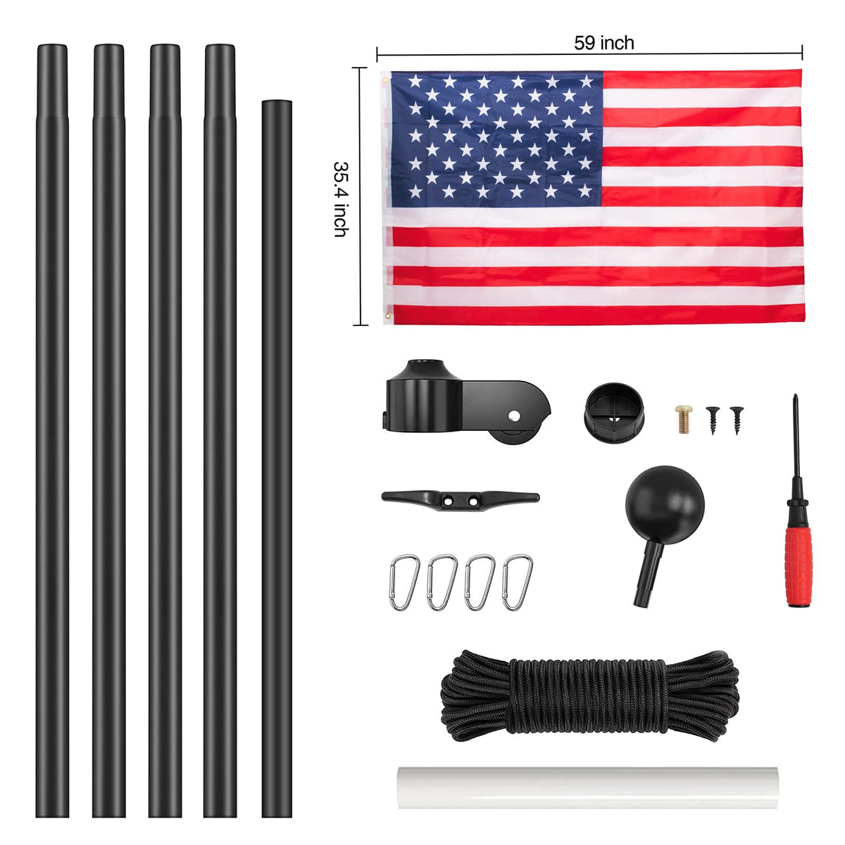 Panta flag pole 45ft polypropylene halyard enables smooth raising and lowering