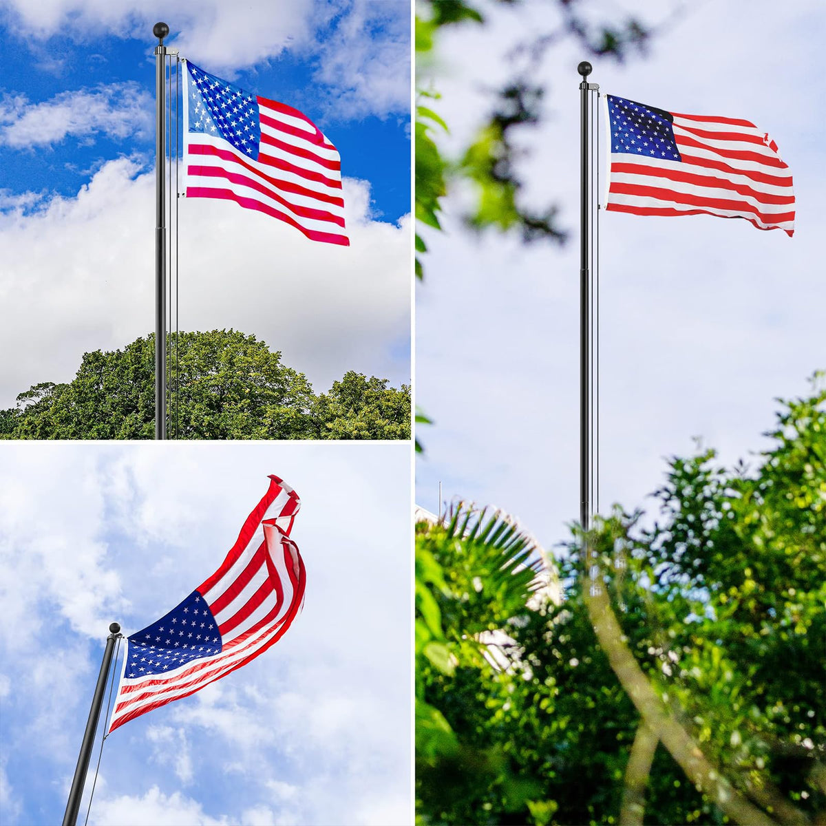 Panta flag pole rotating shaft prevents tangles for clear two-flag setup