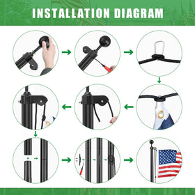 Panta flag pole stainless steel clips secure the flag