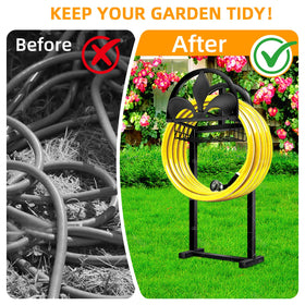 Pantutru multi-purpose garden storage holds hose and tools in one place.