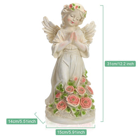 Panven hand-painted angel statue in durable resin for long-lasting garden decor.