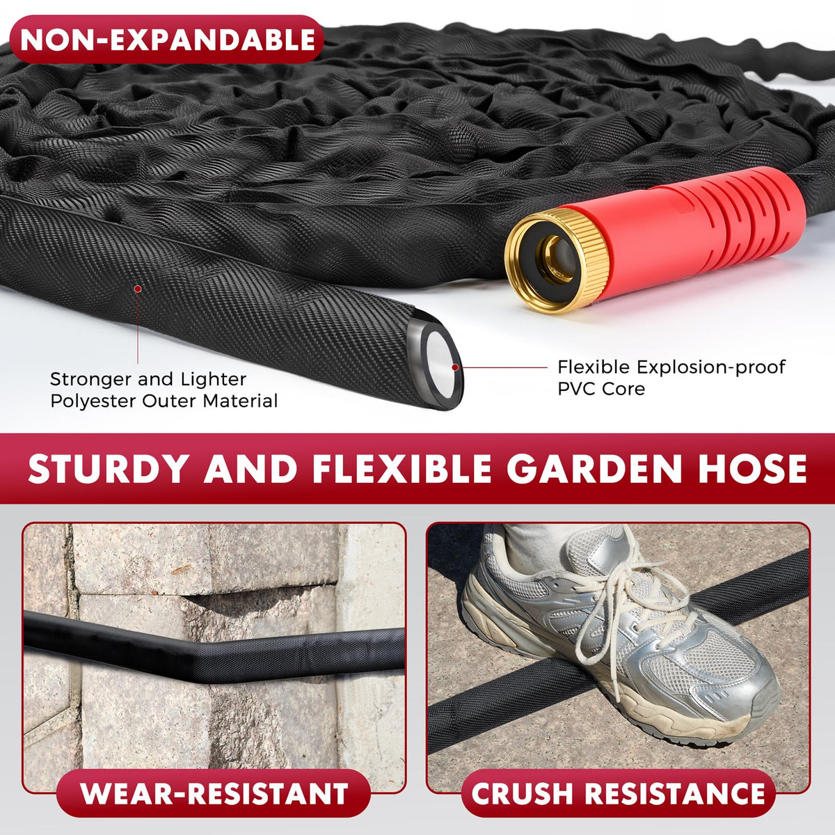 Panyee Upgraded 100ft hose reinforced material resists wear from rocks and branches