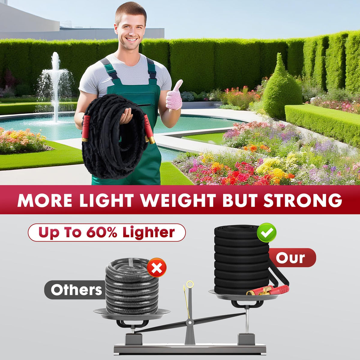 Panyee Upgraded 100ft hose UV-resistant construction stays durable in sun