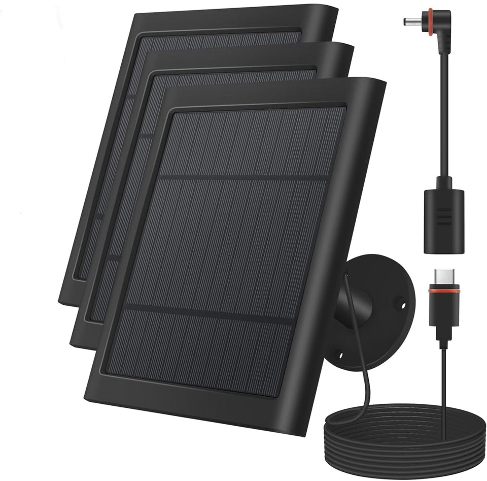 Paodekua 4W solar charger for Spotlight Cam powers outdoor cameras reliably.