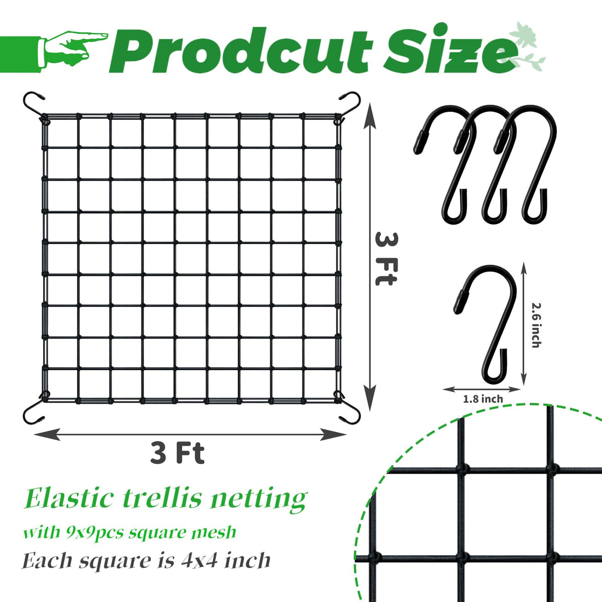 Paradi Star S-hooks help secure the trellis and prevent sag during growth.