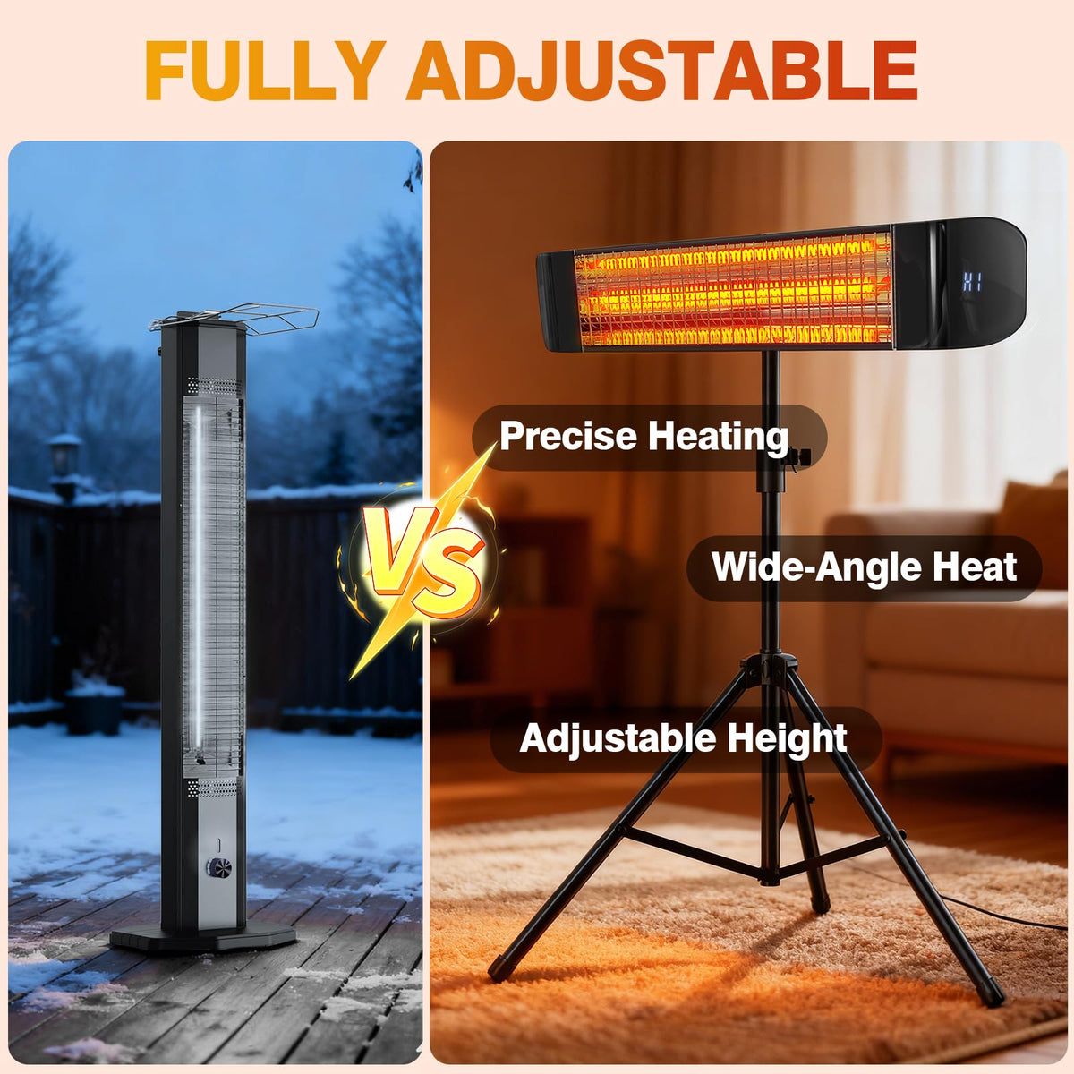 Paraheeter carbon infrared heat beam delivers efficient warmth