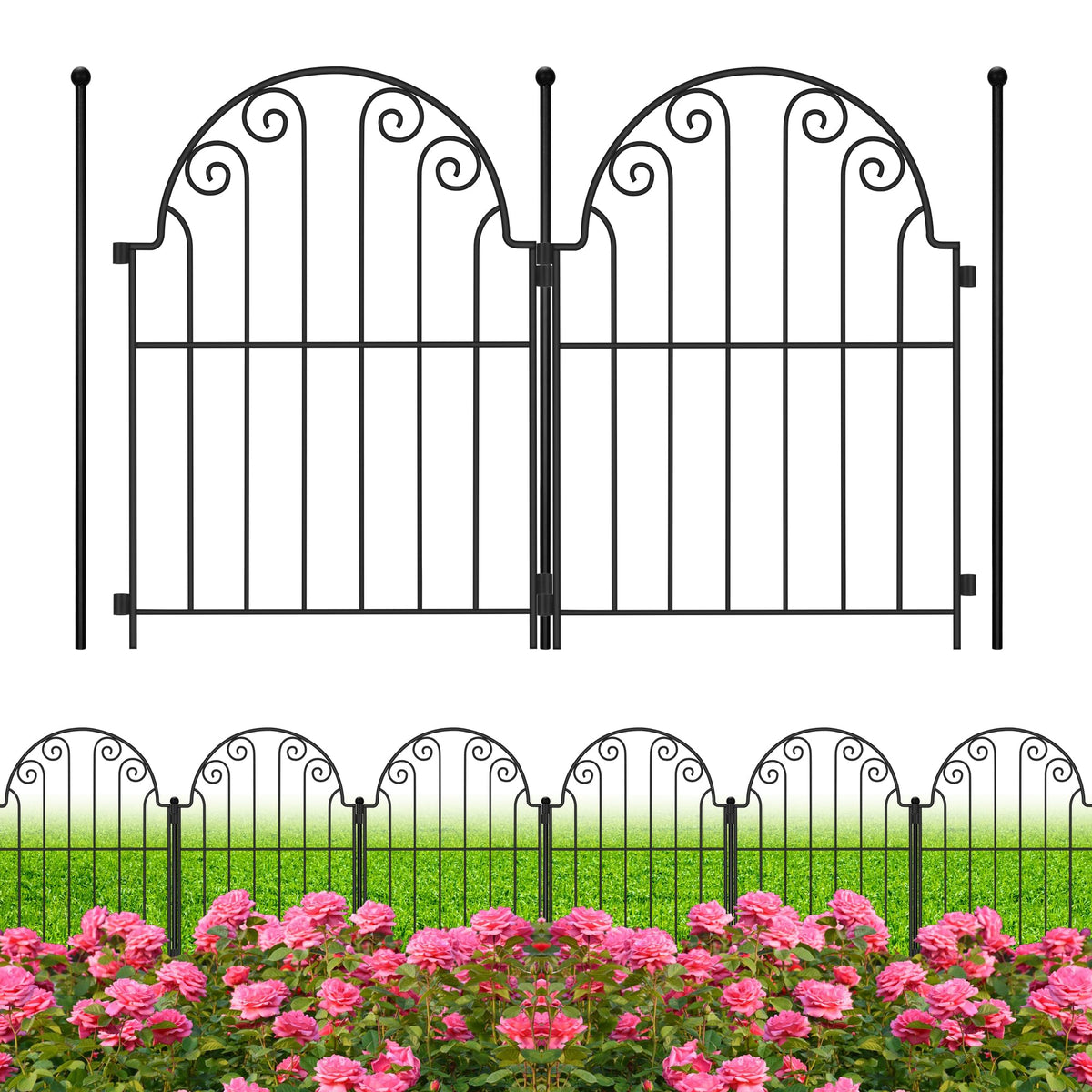 PARAISODOS decorative garden fence defines a stylish 11ft boundary for lawns.