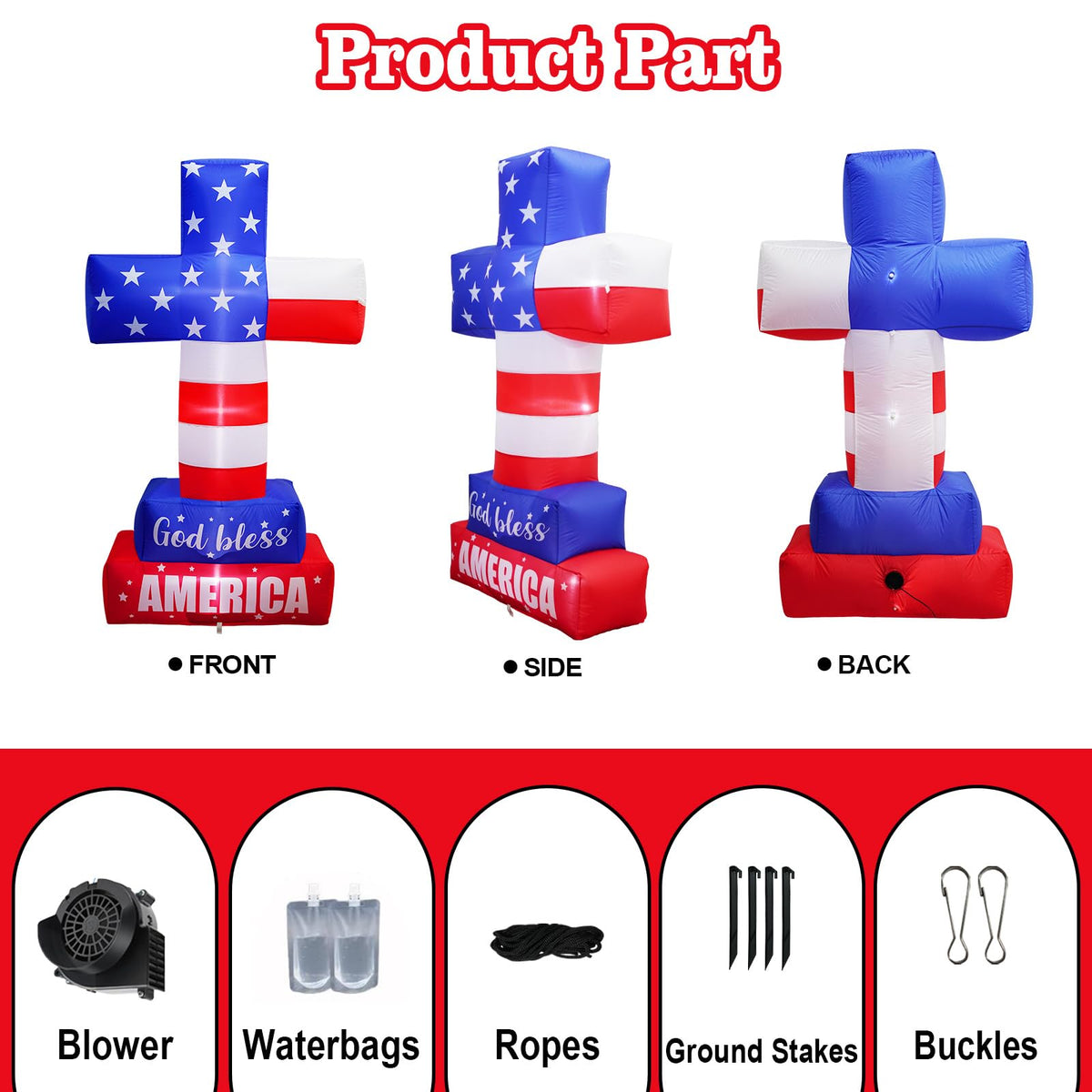 PARAYOYO ground stakes and tethers secure the cross display