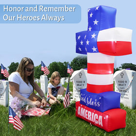 PARAYOYO patriotic cross inflatable with LED lights for evening yard decor