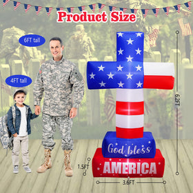 PARAYOYO cross inflatable showing USA flag motif and bright LEDs